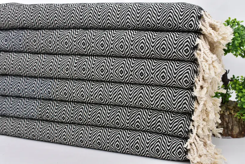 Wedding Favors, 36x18 Cotton Zigzag Diamond Towel, Personalized Dish Towel, Summer Towel, Maid Of Honor Gift, Monogram Towels, Kitchen Towel - 3