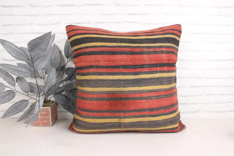 Pillow for Sofa, 24x24 Red Cushion Cover, Antique Pillows, Designer Throw Cushion, Outdoor Bolster Cushion Case, Pillow, Boho Pillow - 1