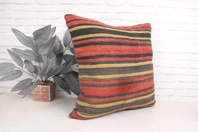 Pillow for Sofa, 24x24 Red Cushion Cover, Antique Pillows, Designer Throw Cushion, Outdoor Bolster Cushion Case, Pillow, Boho Pillow - 3