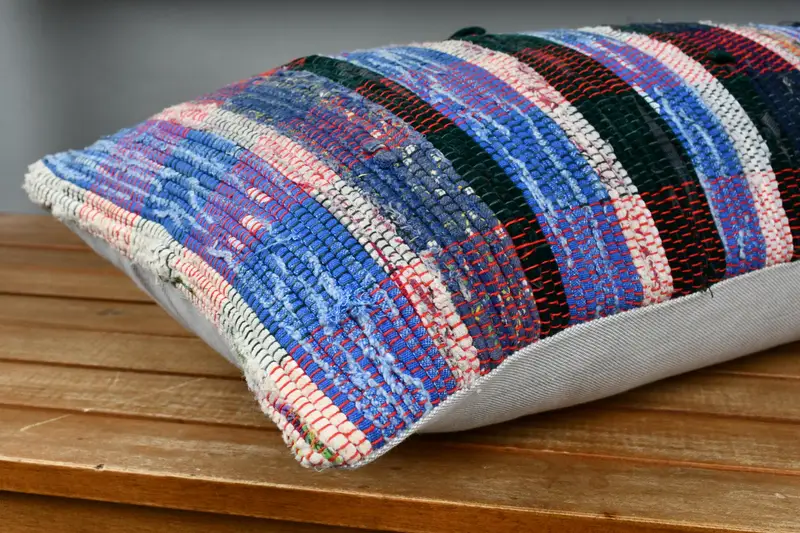 Cushion Case, Kilim Pillow Cover, Throw Kilim Pillow, Turkish Pillow, Wool Kilim Pillow Pillow Sham, 12x24 Blue Cushion Case, Cotton Cushion - 4