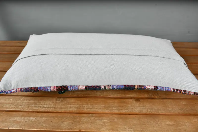 Cushion Case, Kilim Pillow Cover, Throw Kilim Pillow, Turkish Pillow, Wool Kilim Pillow Pillow Sham, 12x24 Blue Cushion Case, Cotton Cushion - 5