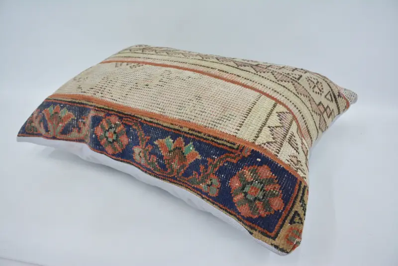 Cushion, 20x28 Beige Pillow Sham, Square Throw Cushion Case, Ethnical Kilim Rug Pillow, Home Decor Pillow, Boho Pillow Sham Cover - 6