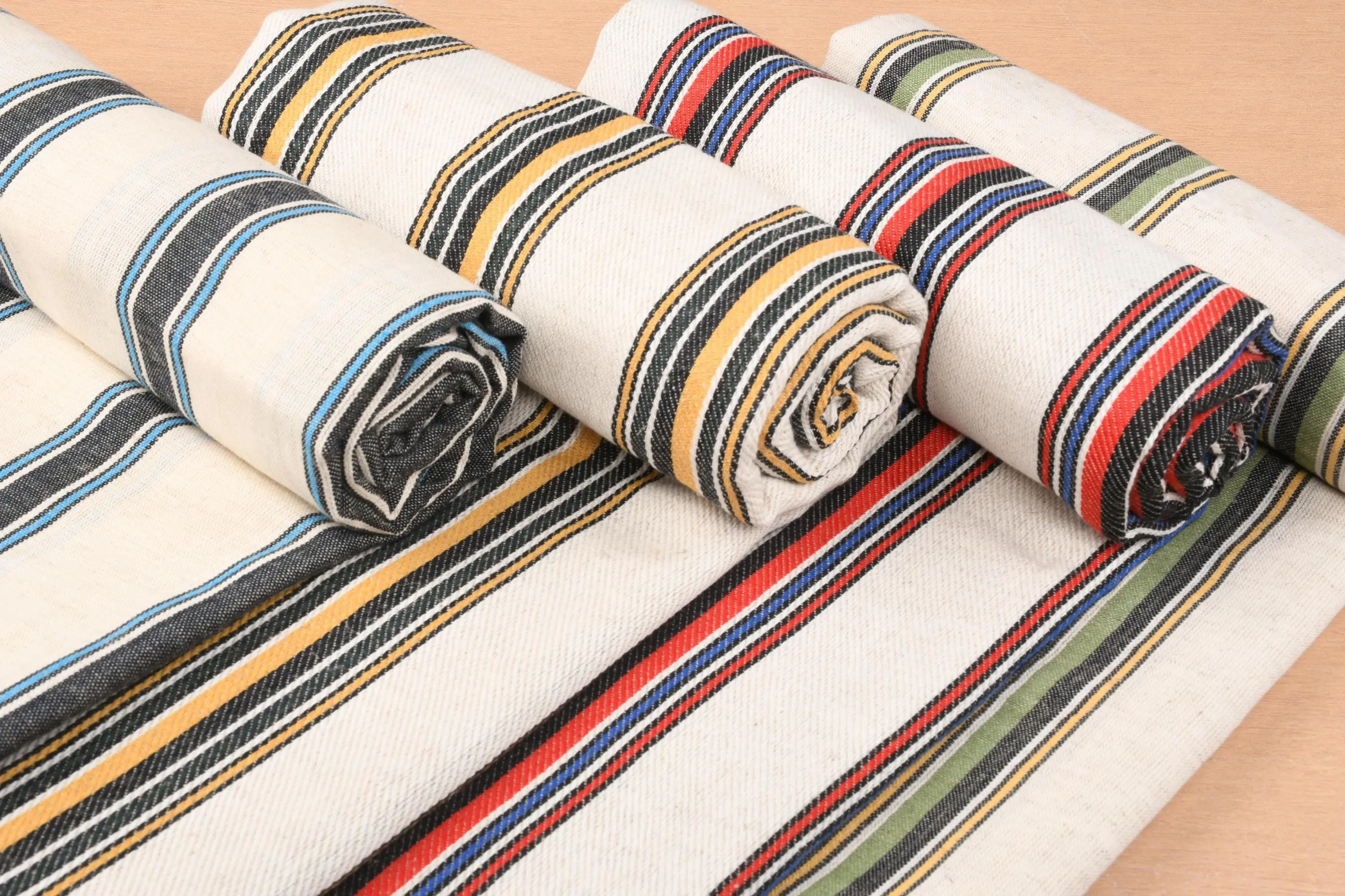 Lightweight Turkish Towel Organic Cotton Striped Beige, 38x71 Inches - 1