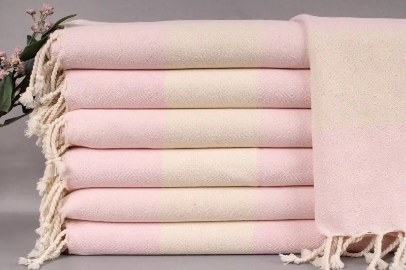 Embroidered Kitchen Towel Organic Light Pink Diamond, 20x38 Inches