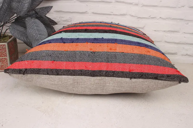 Kilim Pillow Cover, Meditation Cushion Cover, Kilim Cushion Sham, Turkish Kilim Pillow, Cushion Cover, Accent Throw Pillow, 18x18 Red Pillow Sham - 5