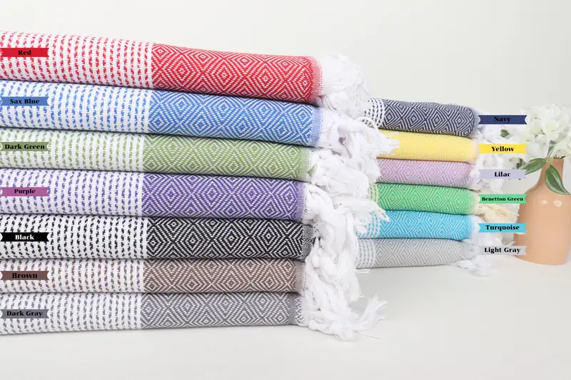 Large Turkish Towel, Bachelorette Party Favors, Luxury Beach Towel, Personalized Towel, 70x40 Cotton Diamond Towel, Grandma Gift, Custom Bath Towel - 1