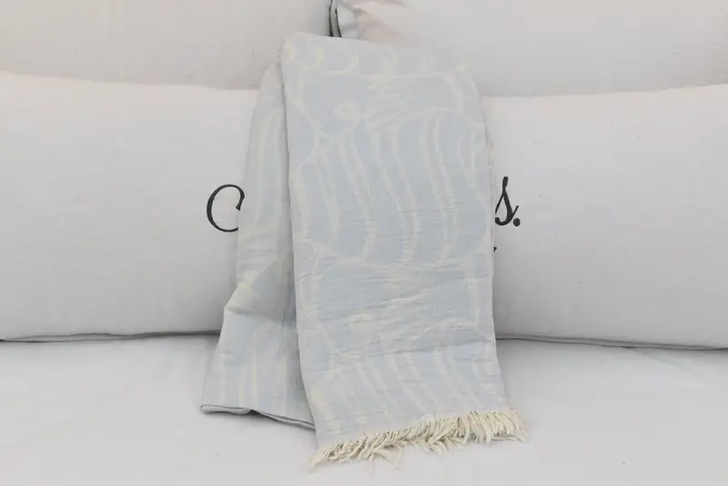 Bridal Shower Favors, Turkish Tablecloth, Turkish Blanket, Wedding Favors, Decorative Bedspread, Monogram Blanket, 104x104 Cotton Fish Design Towel - 4