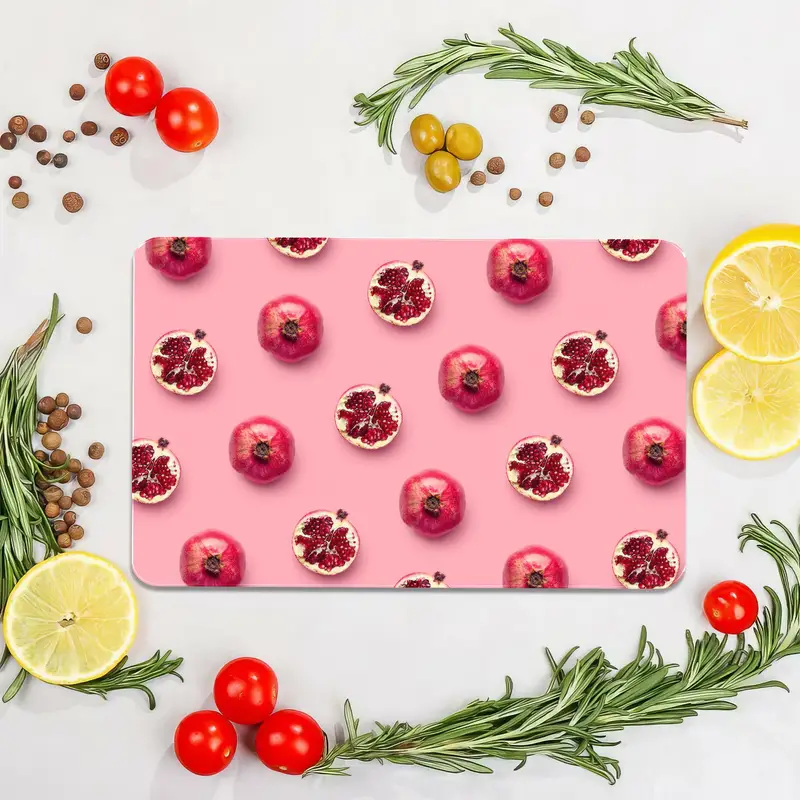 Pomegranate Design Glass Cutting Board, Tempered, Kitchen Essential