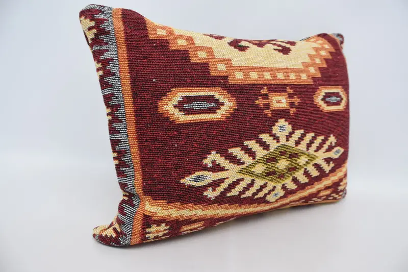 Pillow Case, 20x28 Red Pillow Sham, Turkish Kilim Pillow, Pillow for Couch, Ethnical Kilim Rug Pillow, Authentic Cushion Case, Pastel Pillow Cover - 3