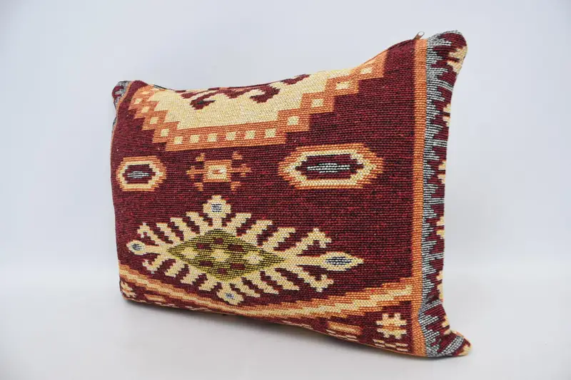 Pillow Case, 20x28 Red Pillow Sham, Turkish Kilim Pillow, Pillow for Couch, Ethnical Kilim Rug Pillow, Authentic Cushion Case, Pastel Pillow Cover - 4
