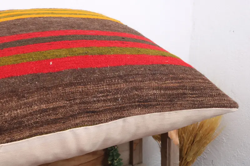 28x28 Brown Pillow Sham, Cushion Case, Turkish Pillow, Aztec Pillow Cover, Bolster Throw Pillow, Throw Kilim Pillow, Pillow for Couch - 6