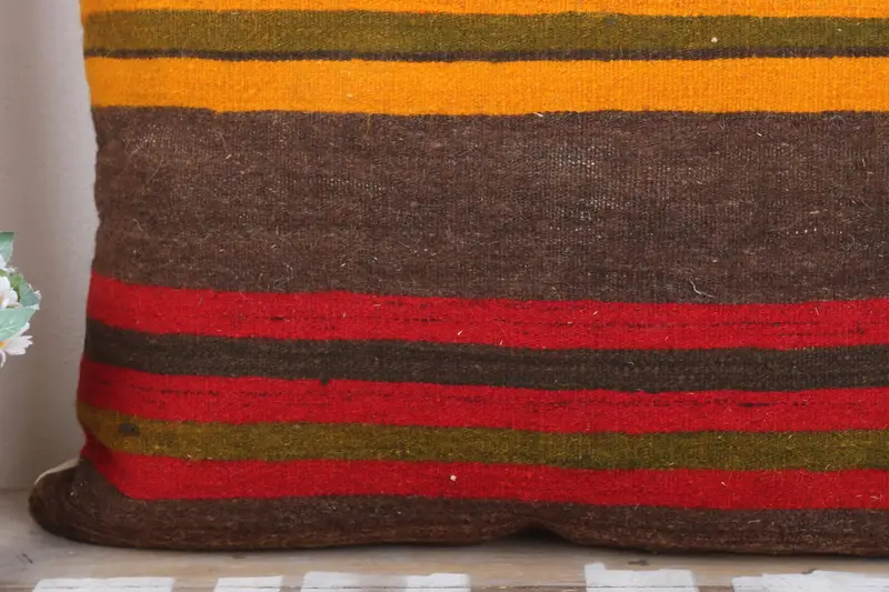 28x28 Brown Pillow Sham, Cushion Case, Turkish Pillow, Aztec Pillow Cover, Bolster Throw Pillow, Throw Kilim Pillow, Pillow for Couch - 3