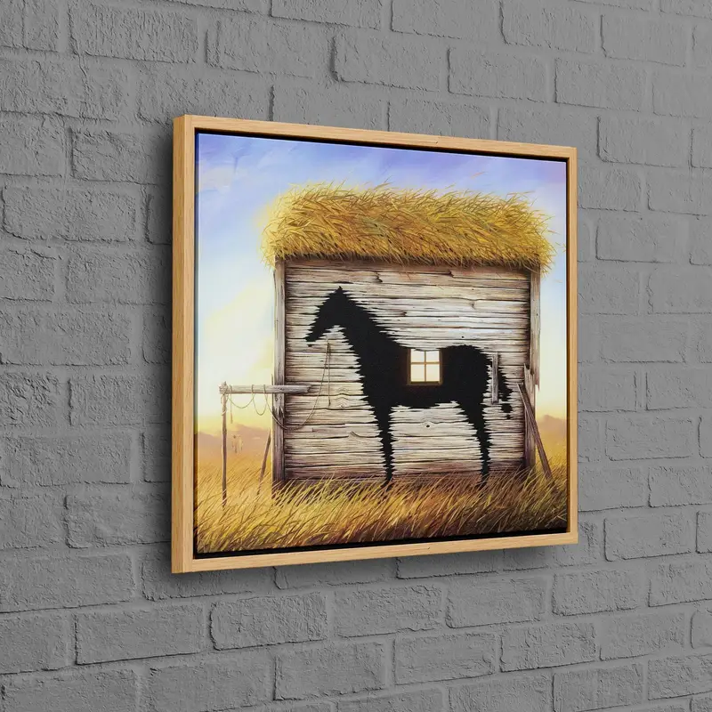 Modern Soyut At Sevgilisi Kanvas: Zarif Çiftlik Evi Dekoru