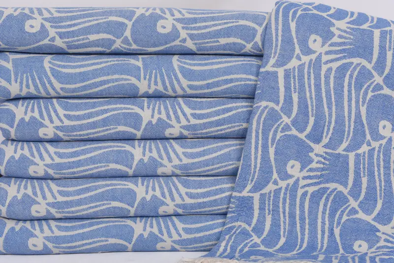 Cotton towel, Beach Towel Gift, Grandma Gift, Organic Cotton Towel, Turkish Beach Towel Personalized, 70x36 Cotton Fish Design Towel, Bath towel - 3