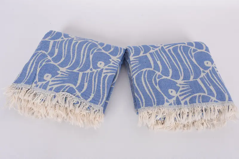 Cotton towel, Beach Towel Gift, Grandma Gift, Organic Cotton Towel, Turkish Beach Towel Personalized, 70x36 Cotton Fish Design Towel, Bath towel - 7