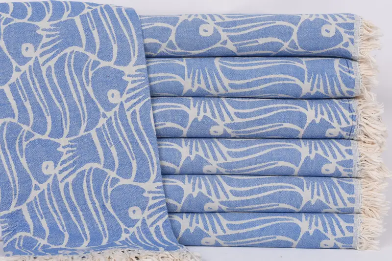 Cotton towel, Beach Towel Gift, Grandma Gift, Organic Cotton Towel, Turkish Beach Towel Personalized, 70x36 Cotton Fish Design Towel, Bath towel - 2