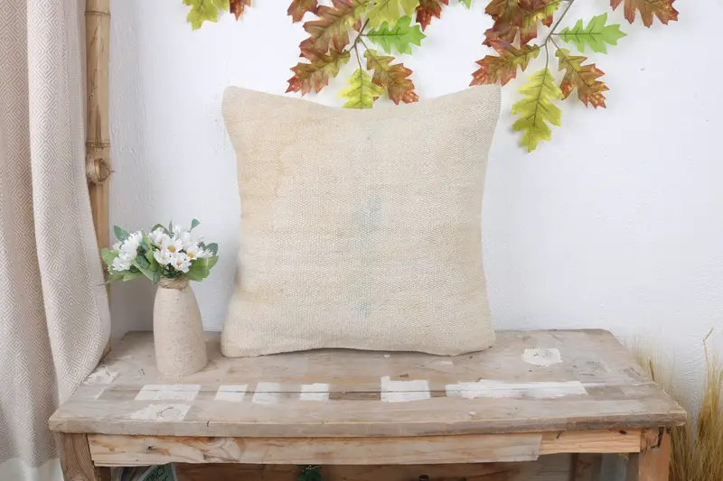 Kilim Cushion Sham, 16x16 White Pillow Sham, Handwoven Pillow Cover Pillow Cover, Ethnical Kilim Rug Pillow, Gift Pillow, Cushion Case - 1