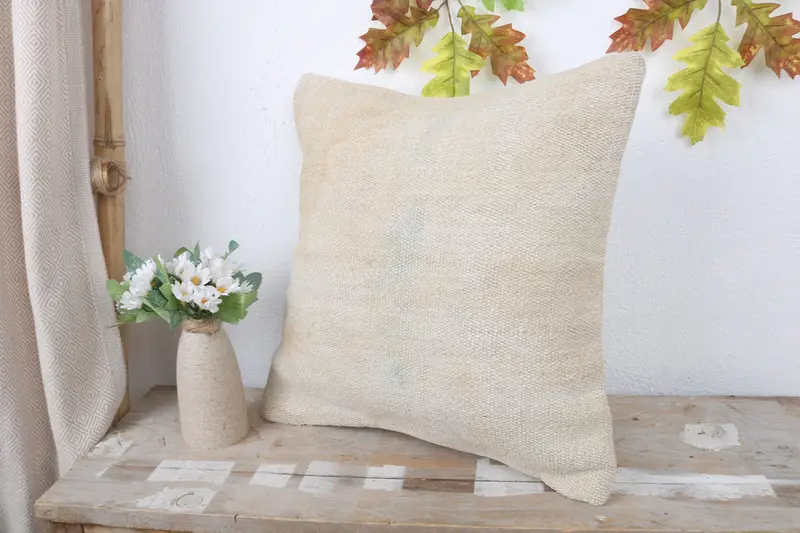 Kilim Cushion Sham, 16x16 White Pillow Sham, Handwoven Pillow Cover Pillow Cover, Ethnical Kilim Rug Pillow, Gift Pillow, Cushion Case - 4
