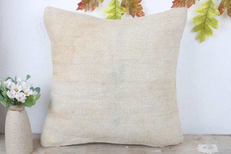 Kilim Cushion Sham, 16x16 White Pillow Sham, Handwoven Pillow Cover Pillow Cover, Ethnical Kilim Rug Pillow, Gift Pillow, Cushion Case - 2