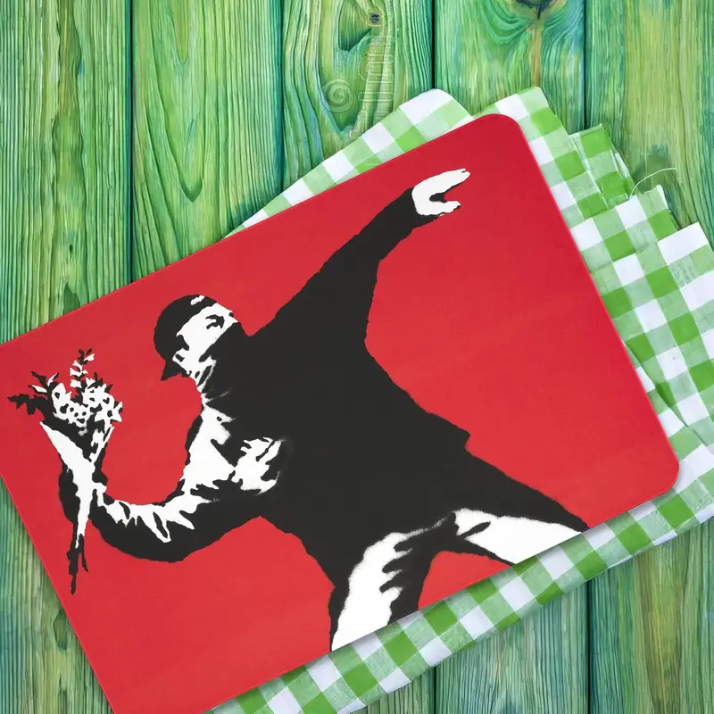 アナーキストにインスピレーションを得たガラスまな板、バンクシーの落書きデザイン、強化された安全性