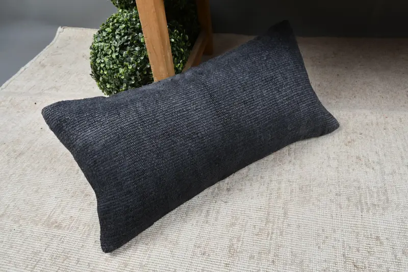 Indoor Cushion Cover, Antique Pillows, Pillow for Couch, 12x24 Gray Pillow Case, Vintage Kilim Pillow, Pillow Cover, Comfy Throw Pillow - 7