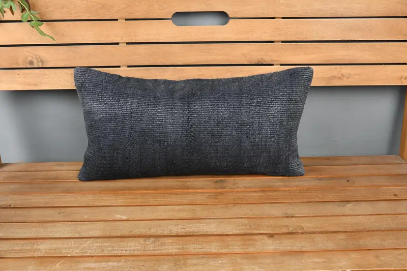 Indoor Cushion Cover, Antique Pillows, Pillow for Couch, 12x24 Gray Pillow Case, Vintage Kilim Pillow, Pillow Cover, Comfy Throw Pillow - 6