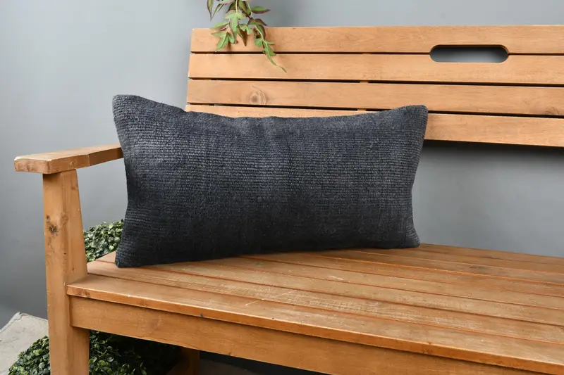 Indoor Cushion Cover, Antique Pillows, Pillow for Couch, 12x24 Gray Pillow Case, Vintage Kilim Pillow, Pillow Cover, Comfy Throw Pillow - 1