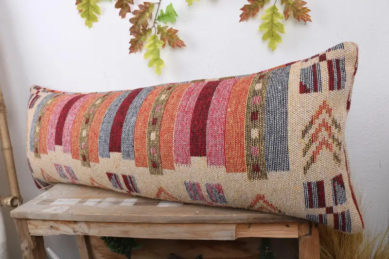 Turkish Kilim Pillow, 16x43 Beige Pillow Sham, Antique Pillows, Throw Kilim Pillow, Ethnic Pillow Cover Cushion Cover, Pillow Cover - 4