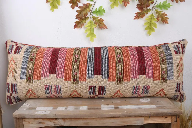 Turkish Kilim Pillow, 16x43 Beige Pillow Sham, Antique Pillows, Throw Kilim Pillow, Ethnic Pillow Cover Cushion Cover, Pillow Cover - 2