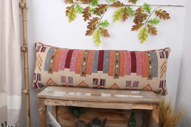Turkish Kilim Pillow, 16x43 Beige Pillow Sham, Antique Pillows, Throw Kilim Pillow, Ethnic Pillow Cover Cushion Cover, Pillow Cover - 1