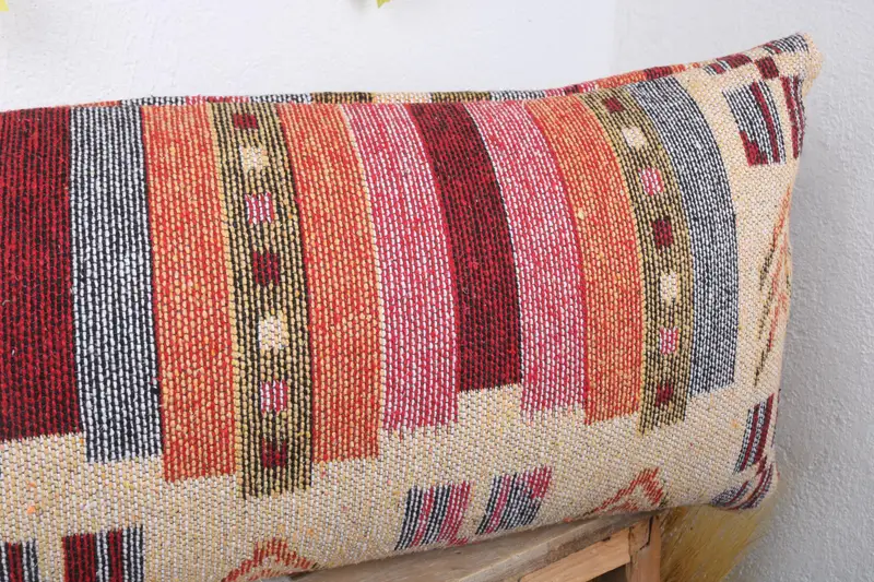 Turkish Kilim Pillow, 16x43 Beige Pillow Sham, Antique Pillows, Throw Kilim Pillow, Ethnic Pillow Cover Cushion Cover, Pillow Cover - 5