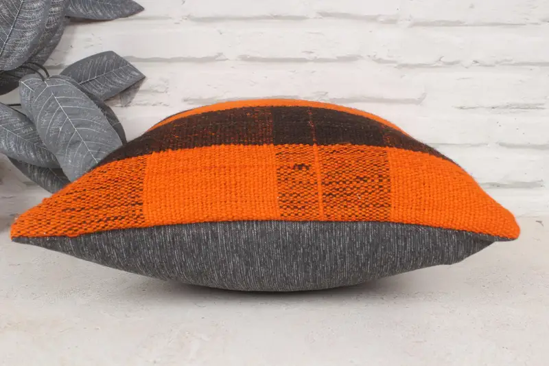 14x14 cojín de naranja, almohada de regalo, almohada de kilim vintage, cubierta de almohada, almohada turca, funda de almohada de la esquina turca, cubierta de cojín de silla - 5