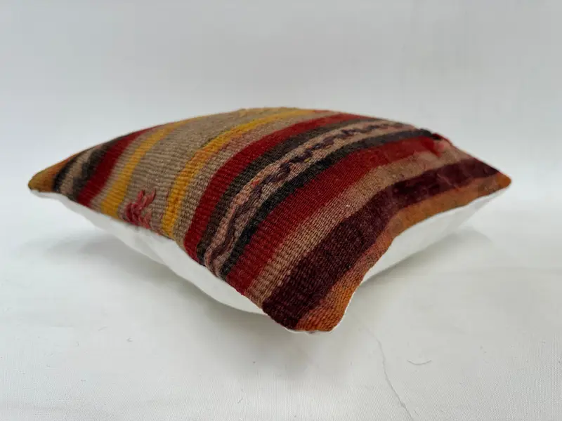 12x12 Yellow Pillow Cover, Kilim Pillow, Cushion Cover, Antique Pillows, Christmas Pillow Cover, Customized Pillow Case, Handmade Kilim Cushion - 6