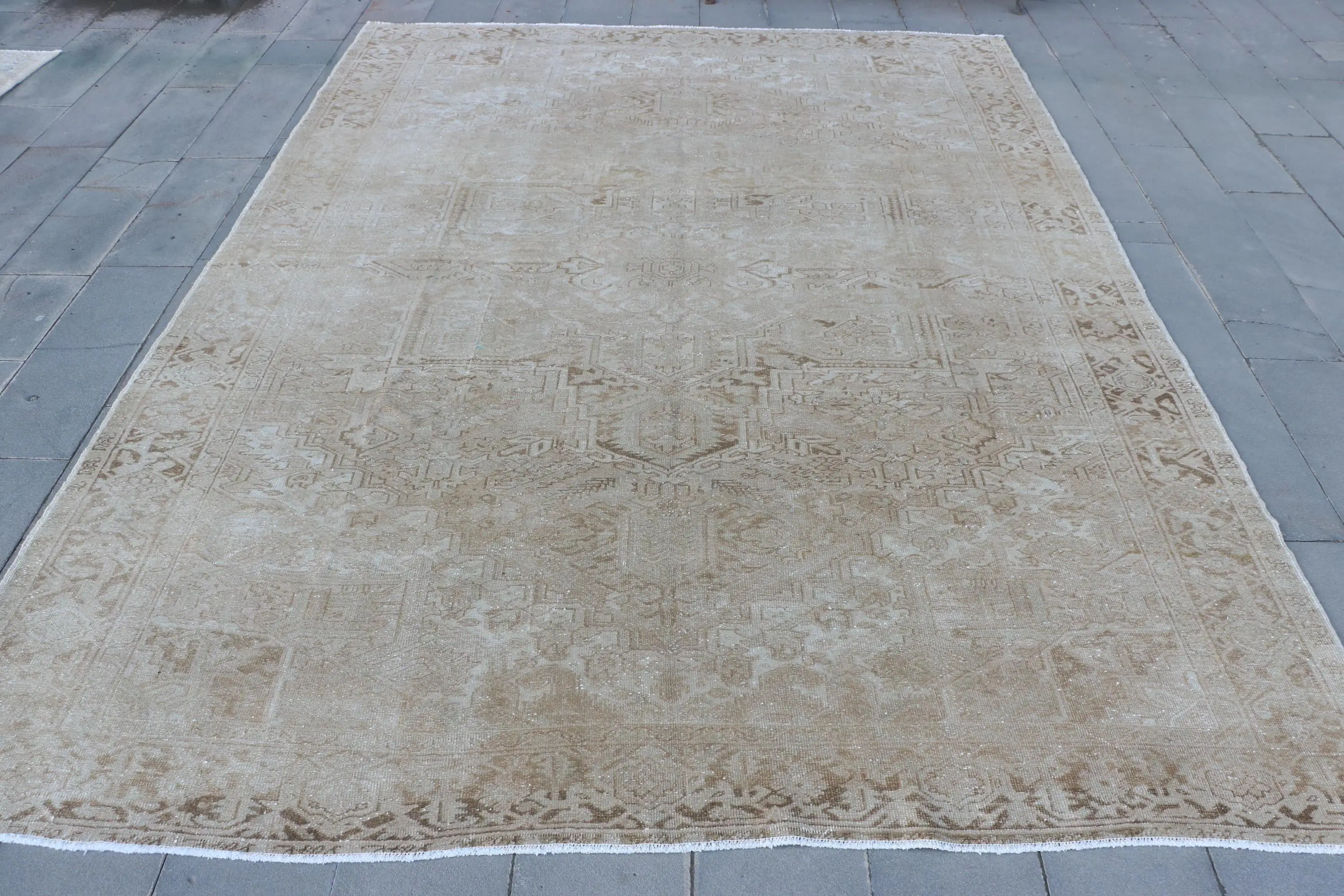 Vintage Turkish Rug 9.2x12.2 ft (280x373 cm), Brown Wool Rug - 1