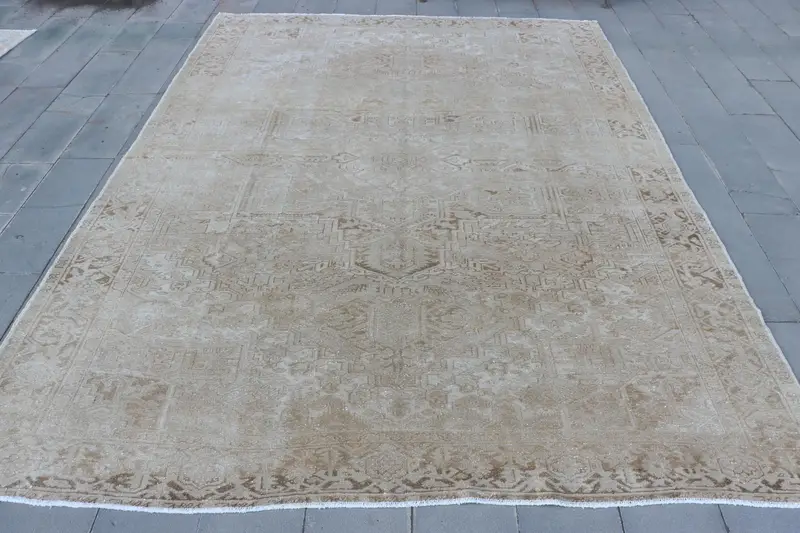 Zarif Bej Halı, Kahverengi Desenli 9,2x12,2 ft