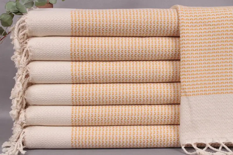 Personalized Dish Towel Monogram Mustard Hand Towel Beige, 20x40 Inches