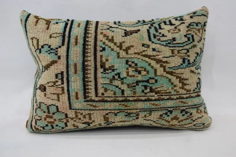Handmade Kilim Cushion, Office Chair Cushion Case, Cushion Case, Kilim Cushion Sham, Antique Pillows, Art Deco Cushion, 16x24 Beige Pillow Sham - 4