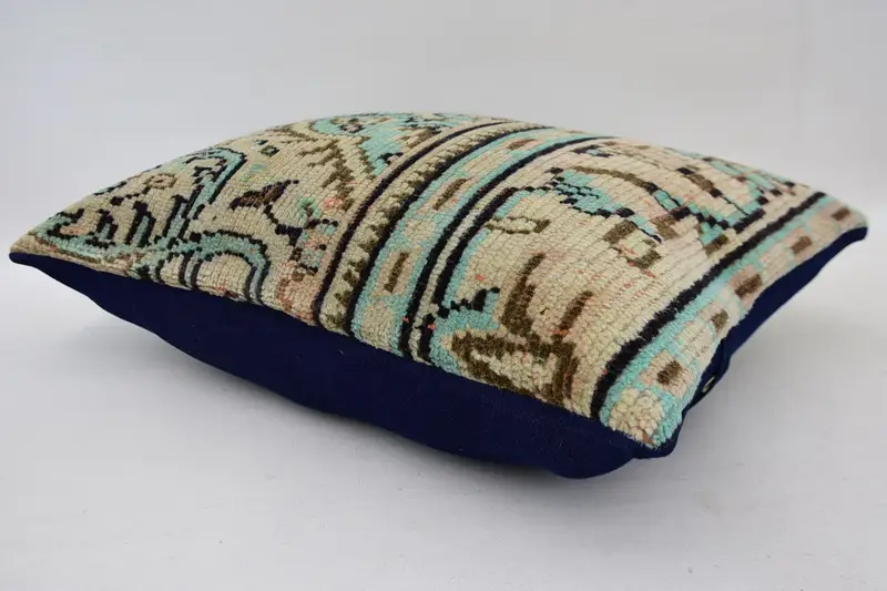 Handmade Kilim Cushion, Office Chair Cushion Case, Cushion Case, Kilim Cushion Sham, Antique Pillows, Art Deco Cushion, 16x24 Beige Pillow Sham - 6