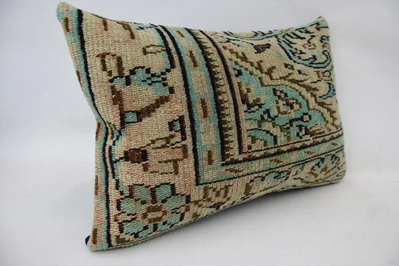 Handmade Kilim Cushion, Office Chair Cushion Case, Cushion Case, Kilim Cushion Sham, Antique Pillows, Art Deco Cushion, 16x24 Beige Pillow Sham - 2