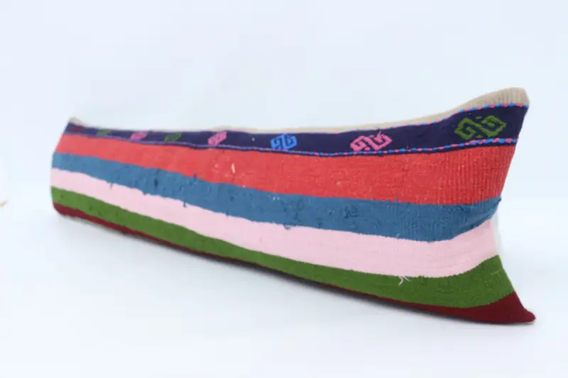 Pillow Case, Pillow for Couch, Wool Kilim Pillow Pillow Cover, Vintage Kilim Pillow, 12x48 Blue Cushion Cover, Handmade Kilim Cushion - 4