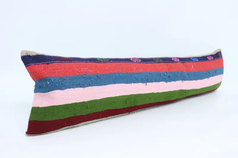Pillow Case, Pillow for Couch, Wool Kilim Pillow Pillow Cover, Vintage Kilim Pillow, 12x48 Blue Cushion Cover, Handmade Kilim Cushion - 3