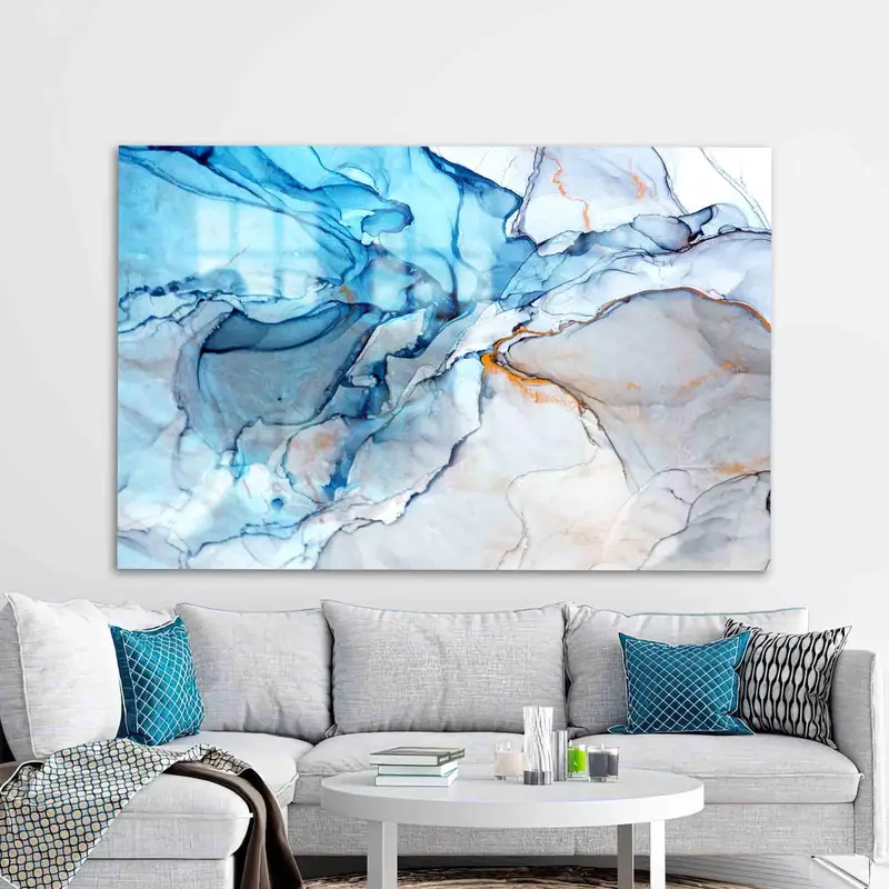 エレガントなプリントガラス: モダンな装飾のための灰色の大理石のデザイン