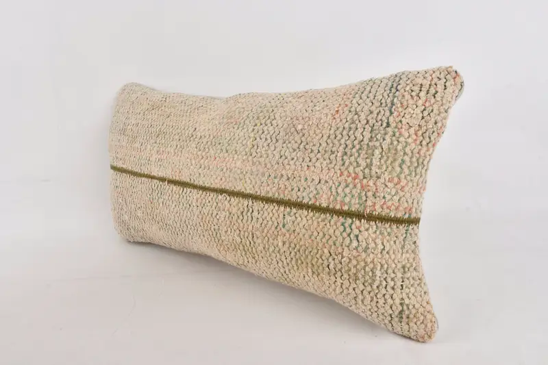 Turkish Kilim Pillow, Christmas Pillow Cover, Pillow for Sofa, 12x24 Beige Cushion Cover, Kilim Pillow, Cushion, Anatolian Pillow - 4