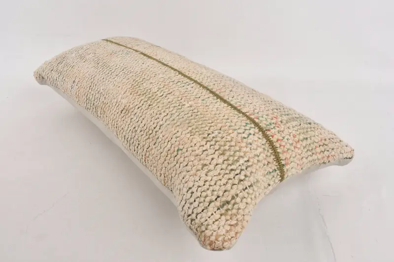 Turkish Kilim Pillow, Christmas Pillow Cover, Pillow for Sofa, 12x24 Beige Cushion Cover, Kilim Pillow, Cushion, Anatolian Pillow - 6