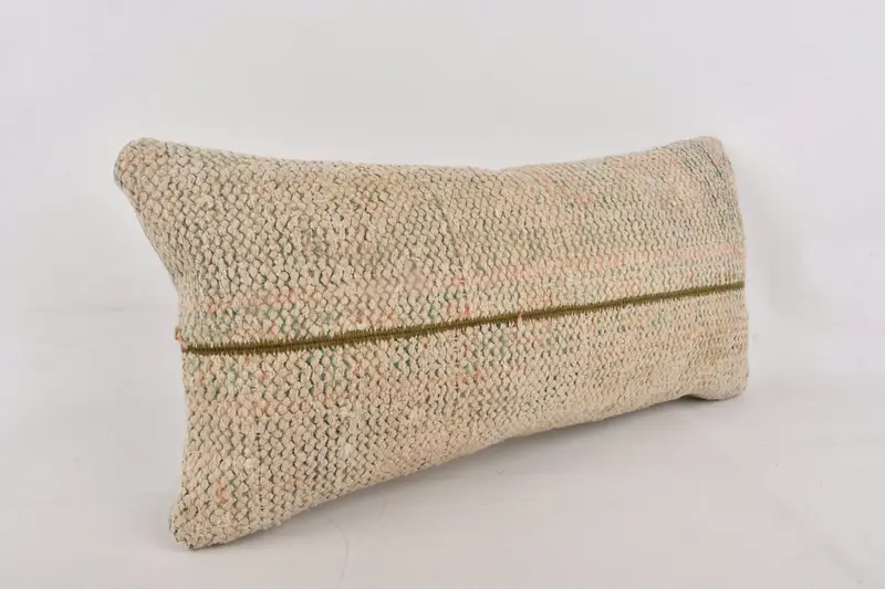 Turkish Kilim Pillow, Christmas Pillow Cover, Pillow for Sofa, 12x24 Beige Cushion Cover, Kilim Pillow, Cushion, Anatolian Pillow - 3