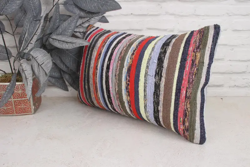 Pillow for Sofa, Shabby Chic Pillow, Cushion, Living Room Throw Pillow Sham, Handmade Kilim Cushion, Vintage Pillow, 12x20 Red Cushion - 4