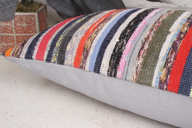 Pillow for Sofa, Shabby Chic Pillow, Cushion, Living Room Throw Pillow Sham, Handmade Kilim Cushion, Vintage Pillow, 12x20 Red Cushion - 7