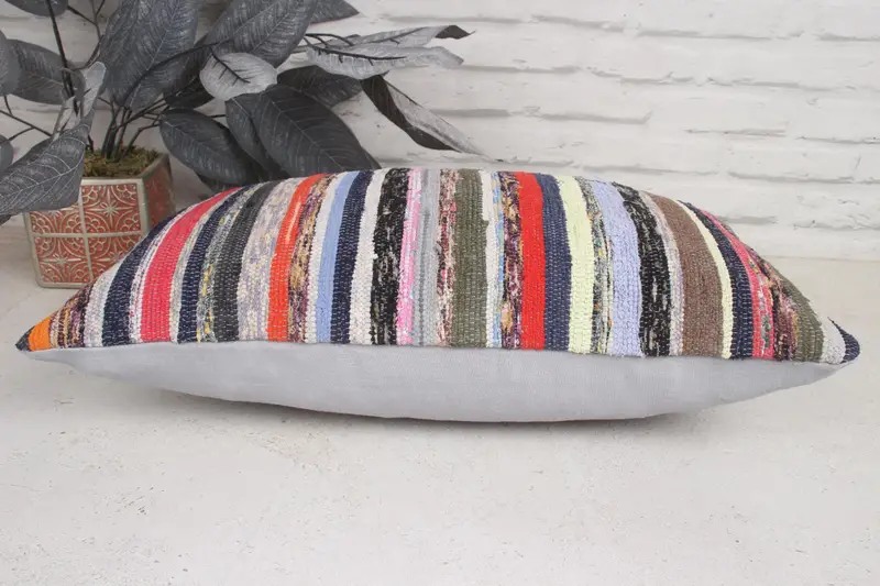 Pillow for Sofa, Shabby Chic Pillow, Cushion, Living Room Throw Pillow Sham, Handmade Kilim Cushion, Vintage Pillow, 12x20 Red Cushion - 5
