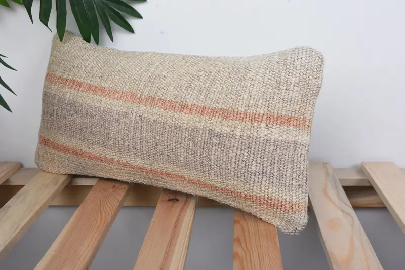 Pillow for Couch, Vintage Kilim Pillow Pillow Sham, Pillow for Sofa, 8x16 Beige Cushion Cover, Bench Cushion, Boho Pillow Sham Cover, Pillow Case - 5