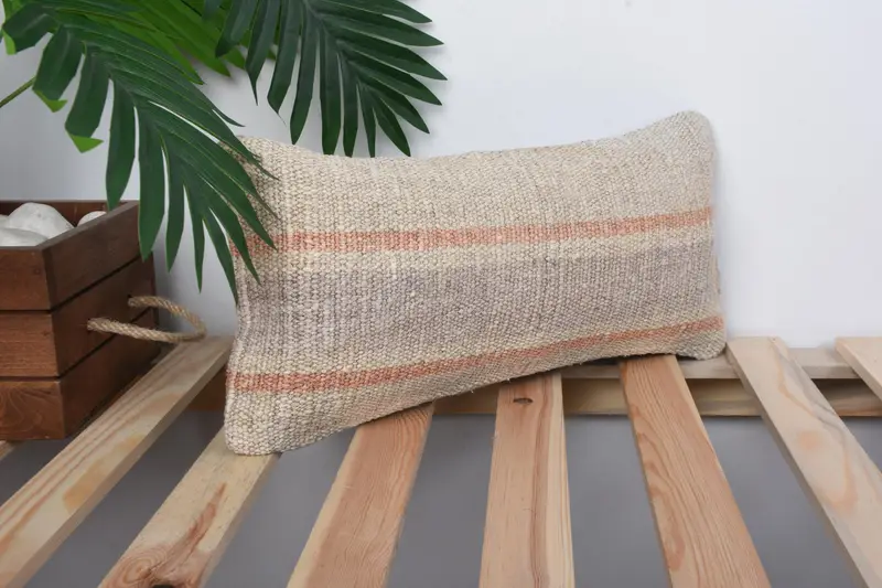 Pillow for Couch, Vintage Kilim Pillow Pillow Sham, Pillow for Sofa, 8x16 Beige Cushion Cover, Bench Cushion, Boho Pillow Sham Cover, Pillow Case - 4